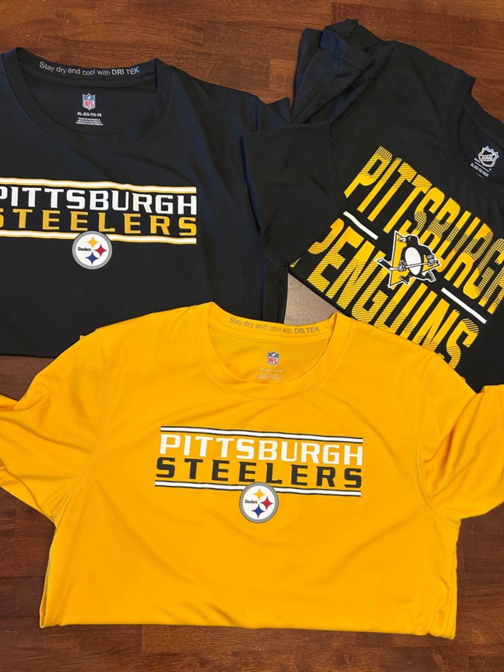 NFL and NHL Pittsburgh Kids Short-Sleeve Tees in Gold and Black